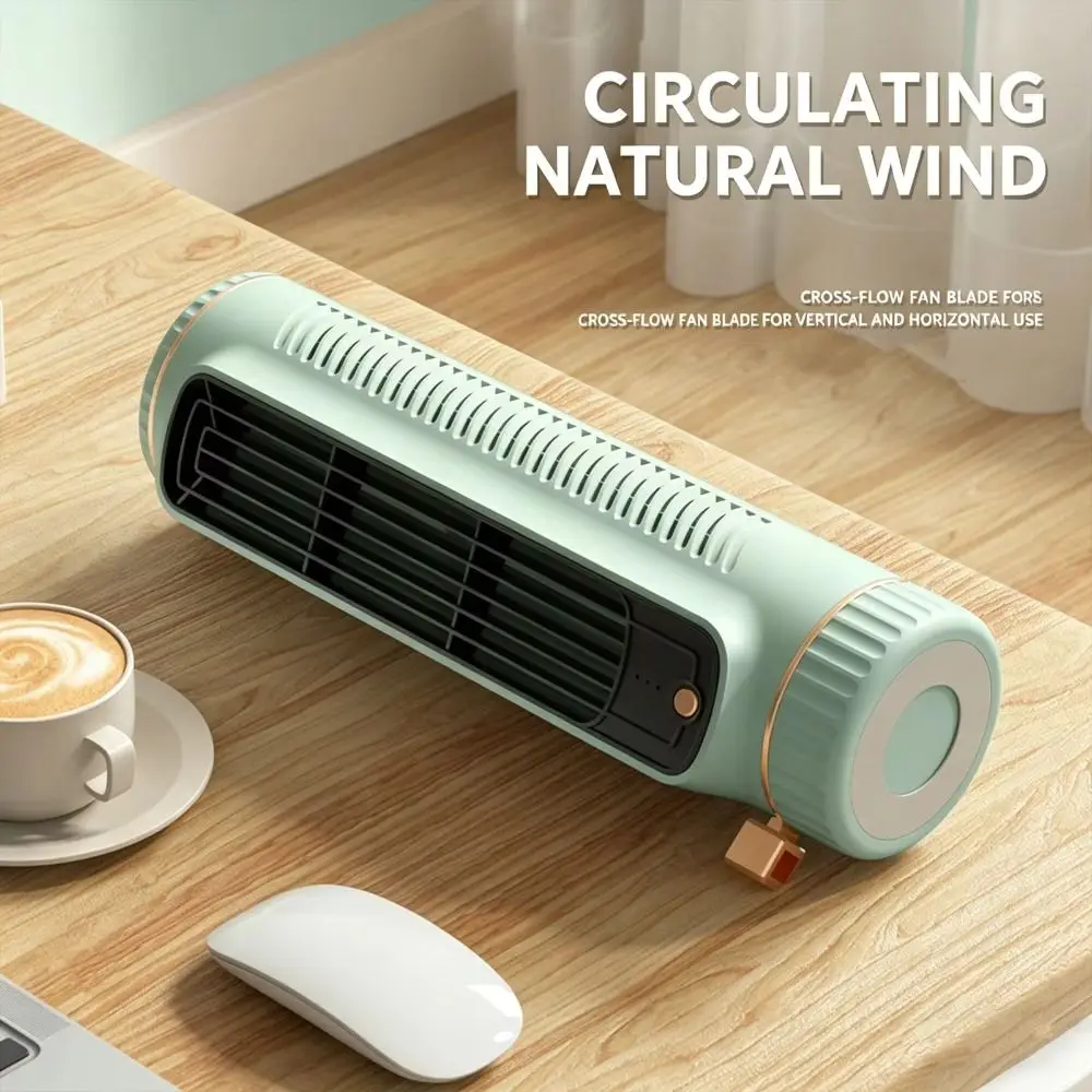 USB Rechargeable Hole-Free Mount Fan Leafless Design Compact Leafless Cooling Fan Lightweight USB Rechargeable Fan Desktop