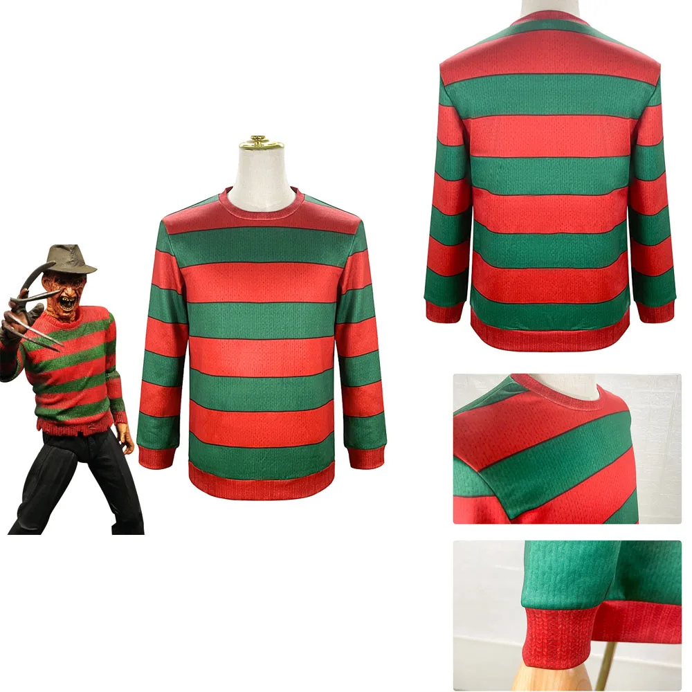 Disfraz de cosplay de Halloween ropa de terror de Freddy rayas rojas superventas nuevo