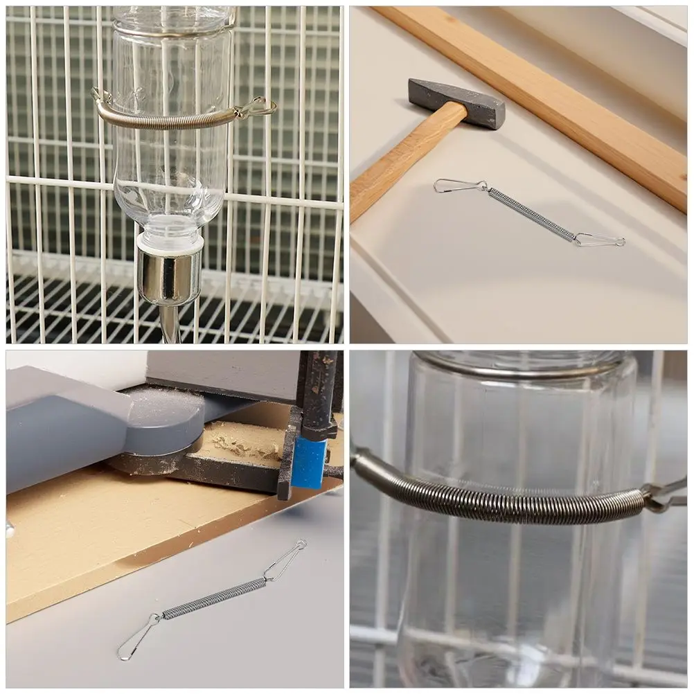 Gancio per gabbia in acciaio inossidabile a molla fissa per fontana da 10 pezzi per piccoli animali Materiale durevole Fissaggio sicuro multiuso