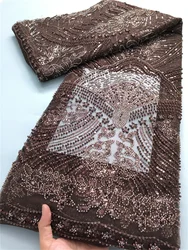 African Lace Rhinestone Beaded Fabric Nigerian French Mesh Fabrics Lace High Quality 2026 for Women Wedding Dresses 5Yards4024
