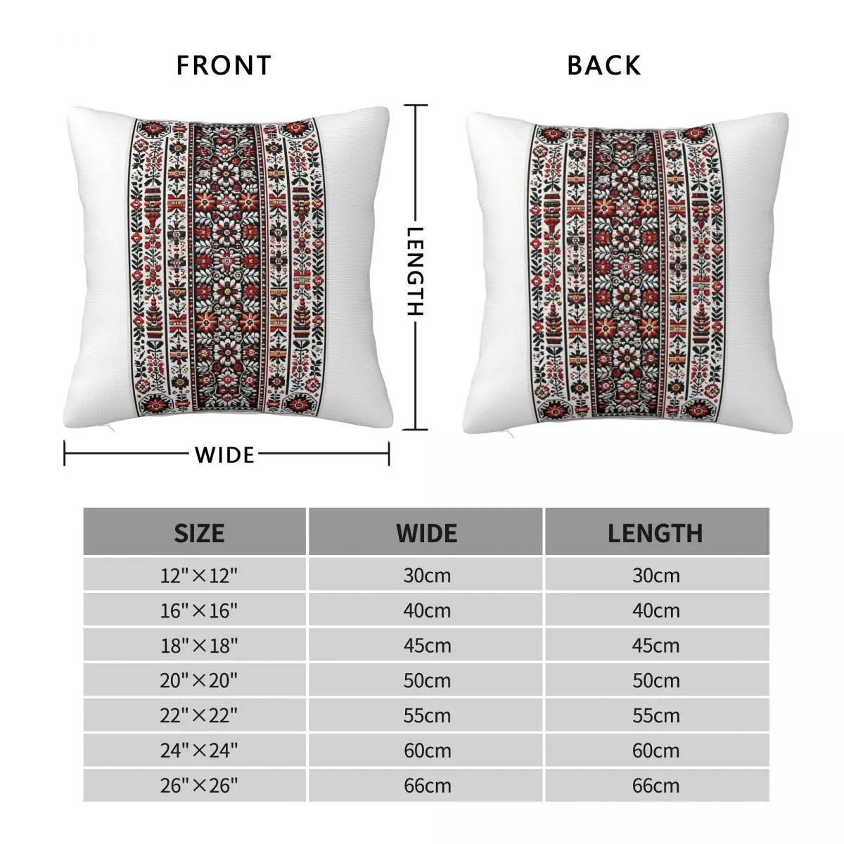 Ukrainian Embroidery Square Pillowcase Polyester Linen Velvet Pattern Zip Decor Room Cushion Cover Wholesale
