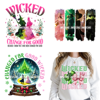 Magic Musical Movies Bad Good Witches Team Pink Green Coquette Iron on DTF Heat Transfers Stickers Ready to Press for T-shirts