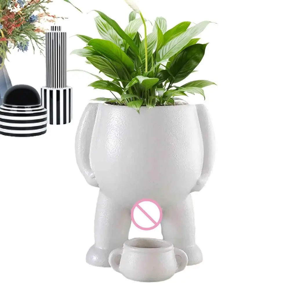 Retro Resin Funny Flowerpot Piss Pot Shape Creative Flower Pots With Drainage Holes Figure Vases for Succulents Flowers