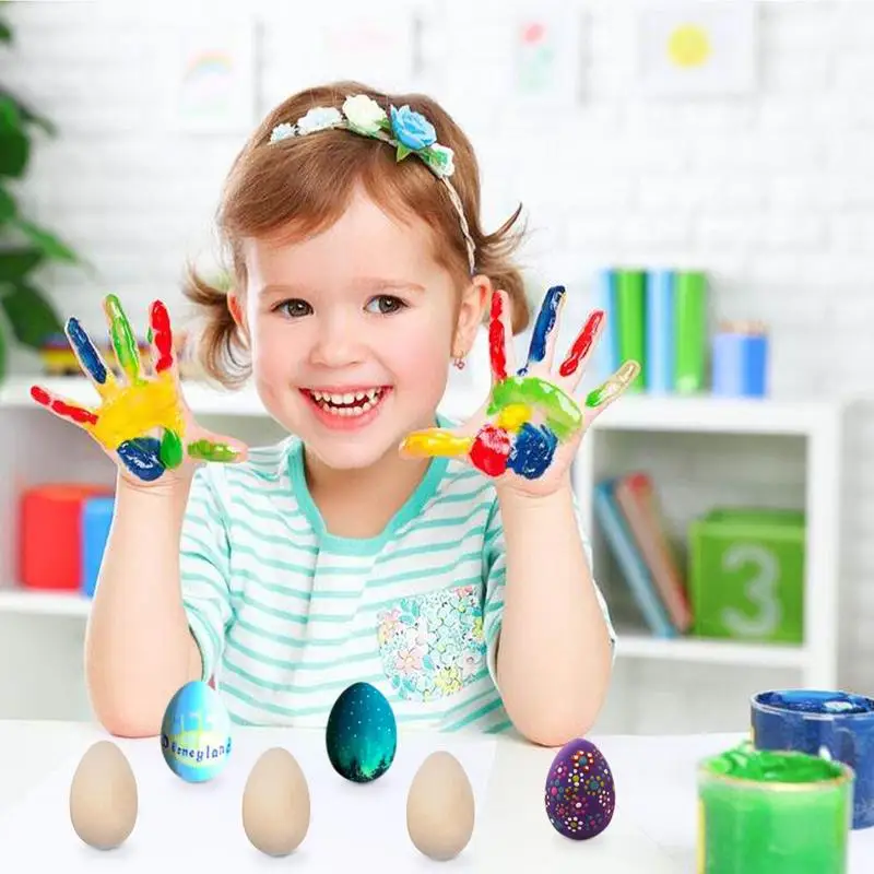 Wooden Easter Eggs For Crafts 20pcs Smooth Wooden Fake Eggs To Paint DIY Party Favors Creative Easter Decor Kids DIY Game