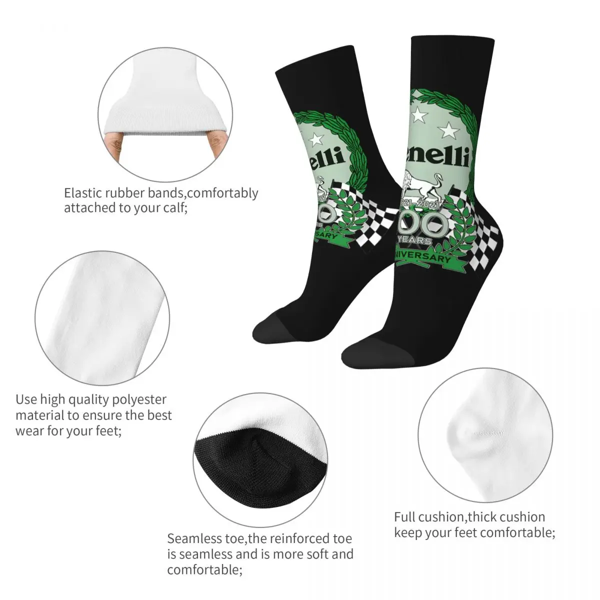 Crazy compression Anniversary Celebration Sock for Men Harajuku Benelli Quality Pattern Crew Sock Novelty