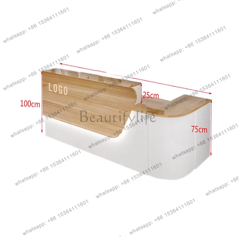 LJY Salon Office Reception Desk Modern Beauty Luxury Desk Counter Reception Desk Cash Rack Balcão Para Loja Commercial Furniture