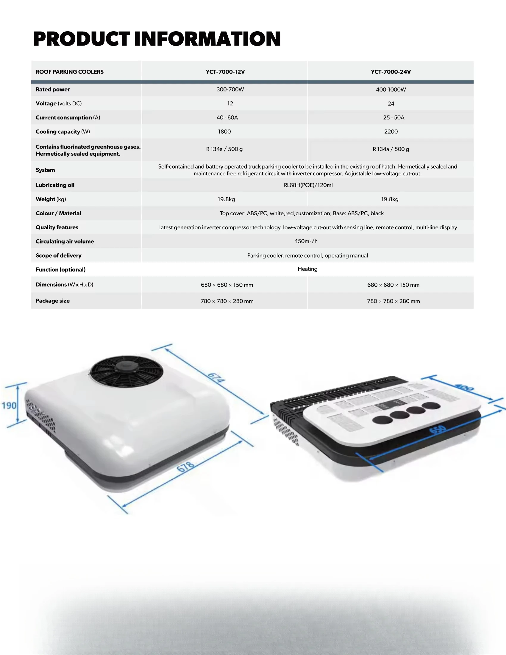 مكيف هواء مثبت على السطح 12 فولت تيار مستمر 12 فولت 24 فولت مكيف هواء لوقوف السيارات الكهربائية لسيارة فان شاحنة حافلة قافلة