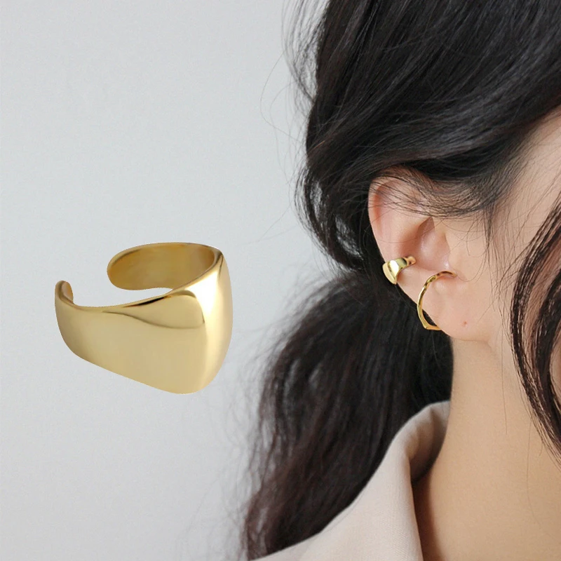Single Piece Minimalist Ear Cuff Helix Cartilage Clip on Earring for Women In S925 Sterling Silver Small Wrap Earrings