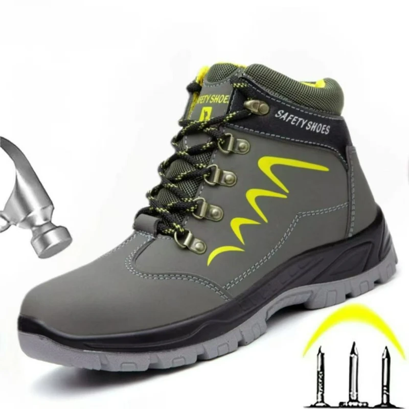 

Мужская защитная обувь, рабочие ботинки со стальным носком, непромокаемые нескользящие кроссовки, водонепроницаемые неразрушимые ботинки, зимние мужские ботинки с высоким верхом