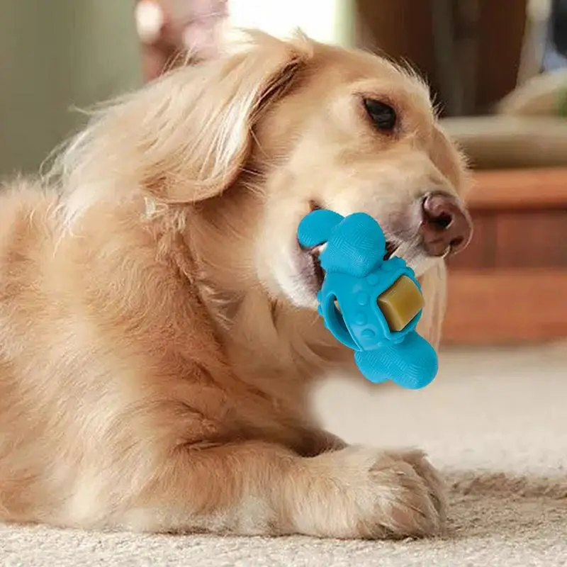 Soft Puppy Teething Toy TPR Food Treat Bone Toy Food Leakage Chewing Bone Interactive Biting Toys For Healthy Teeth And Gums