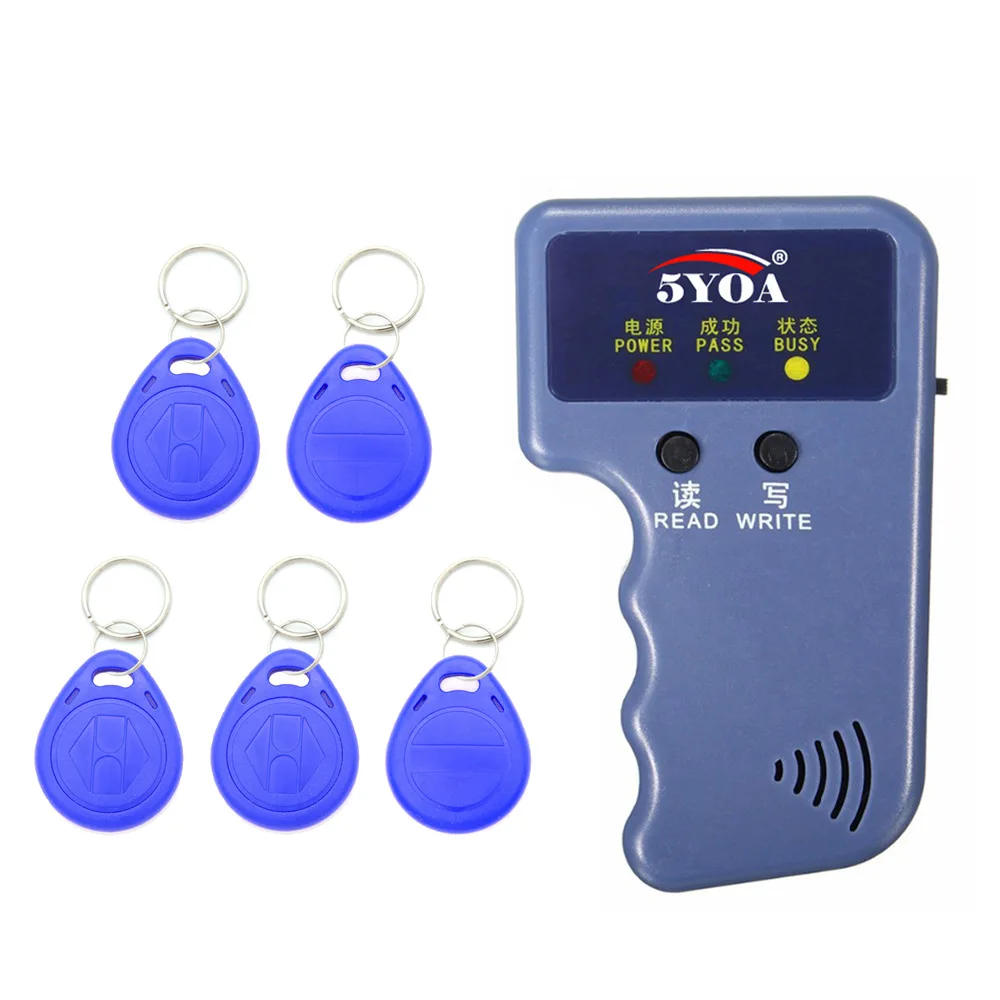 125KHz EM4100 RFID Copier Writer Duplicator Programmer Reader + T5577 EM4305 Rewritable ID Keyfobs Tags Card 5200 Handheld
