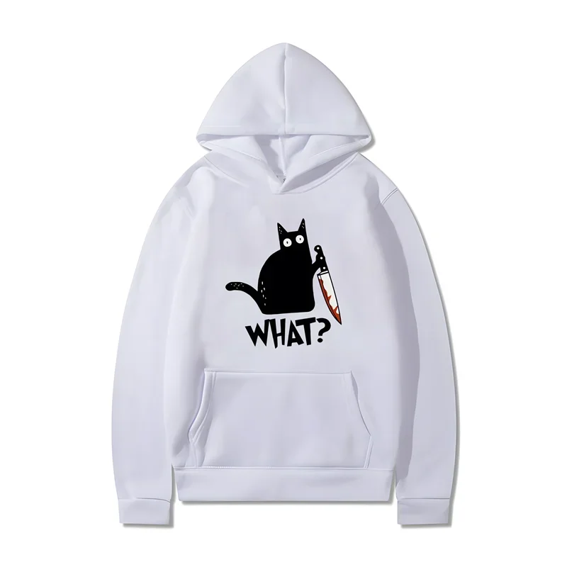 2024 Fun Print Killer Cat Cute Hoodie Men Women Fashion New Style Cotton Long Sleeve Hooded Clothing Oversized XS-3XL Hoodies