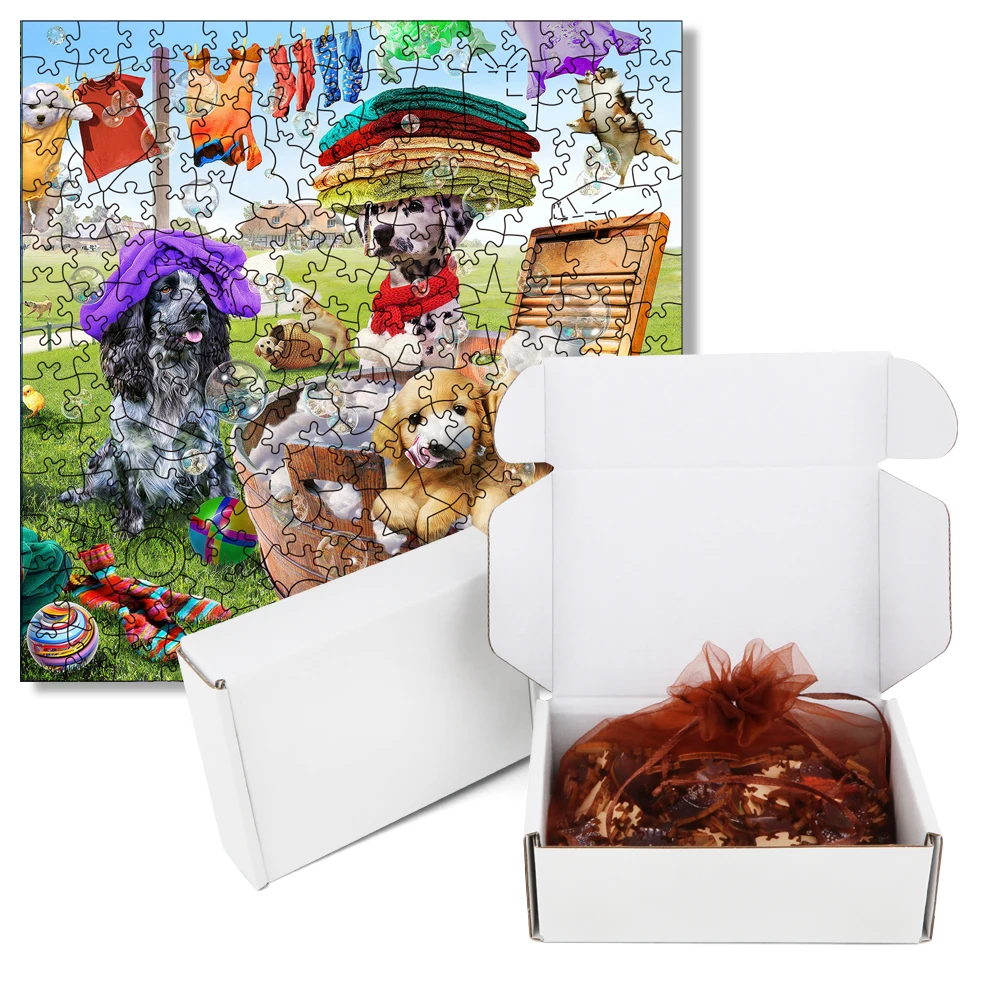 3D gry psy drewniane Puzzle Jigsaw gry imprezowe zabawki dla dorosłych drewniane Puzzle gra planszowa drewniane Puzzle dla dzieci zwierząt