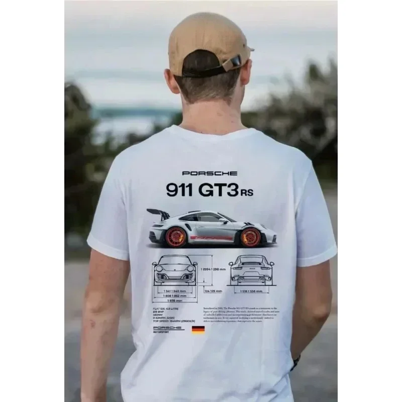 Perfection Is Never The End GT3-RS T-shirt Car Letter Pattern Print T Shirt Summer Men Cotton Tshirt Casual 911 Women Tees Tops