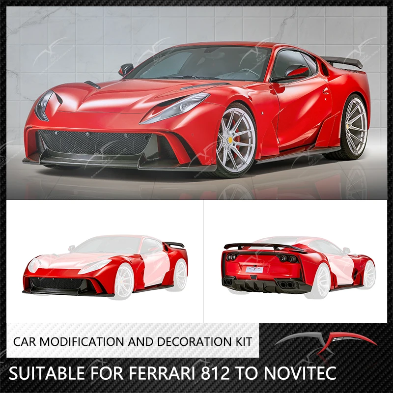 Suitable for Ferrari 812 modified NovItec kit front bumper assembly, rear bumper assembly, side skirts, rear wing carbon fiber