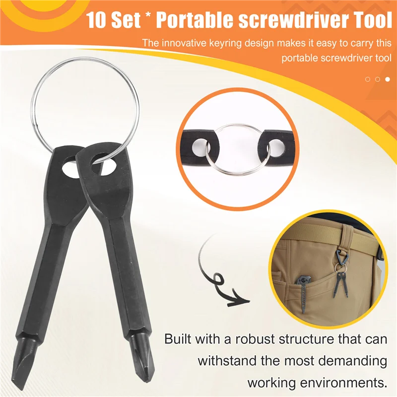 ABZC-10 Set Portable Screwdriver Tool Outdoor EDC Multi-Function Tool Flat-Head Screwdriver Phillips Screwdriver Key Ring
