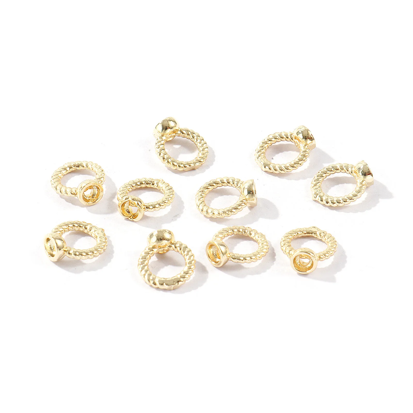10 Stück Messing-Endkappen für Halsketten, Armbänder, Schmuckherstellung, Großhandel, mehrfarbige Doppelloch-Verbindungsringe, Endkappen, 8 mm x 7 mm – Detail 12