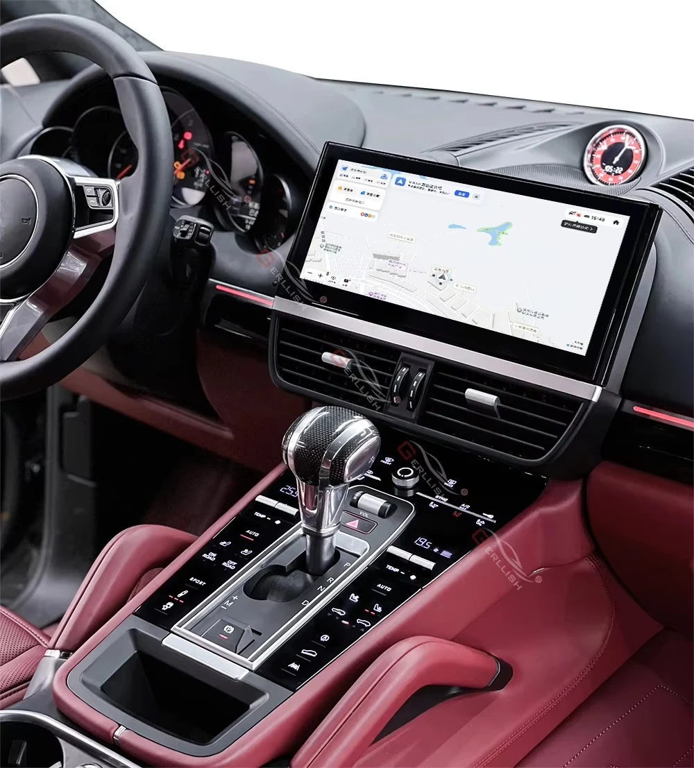 Gerllish Android Central Console Panel Car Interior Upgrade Kit for Porsche Cayenne 2010-2017 Carplay Video Multimedia LCD