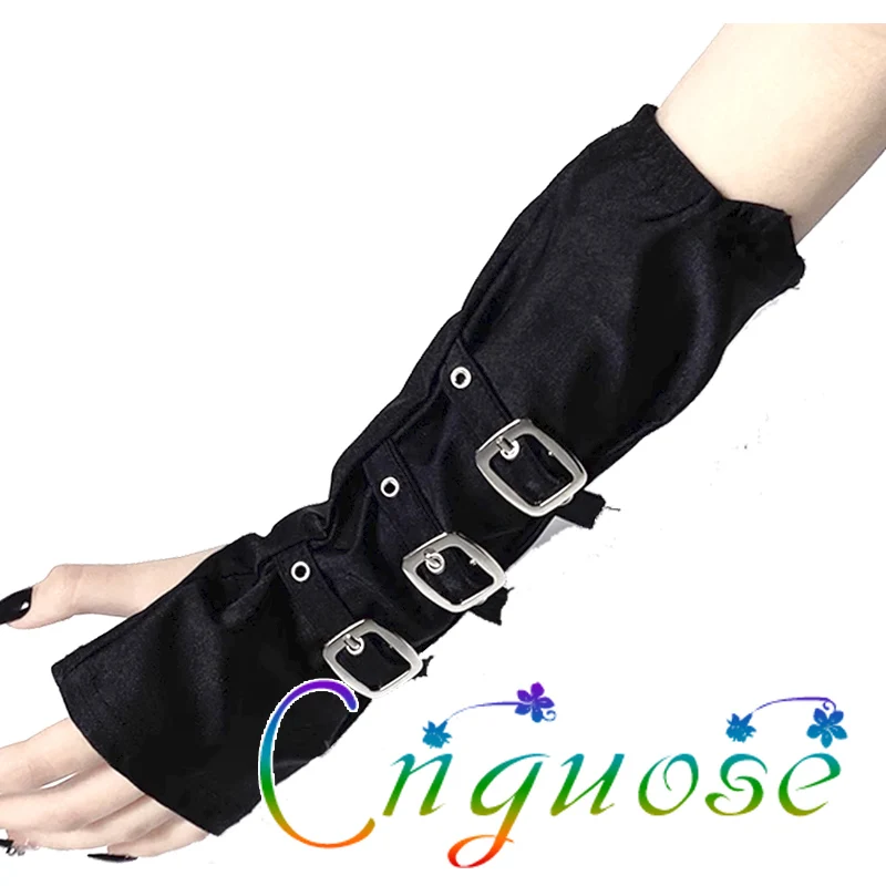 2023 Punk Rock Y2K Ferrous Willow Stud Arm Sleeve for Women  Half finger sleeve with metal buckle, dark punk sun protectio