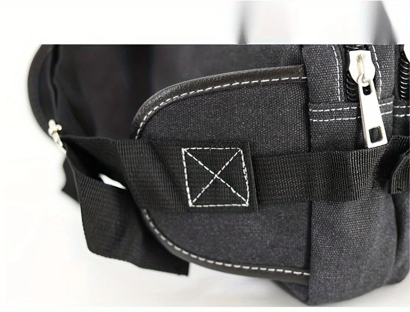 Vintage Canvas Bauchtasche mit mehreren Reißverschlusstaschen, verstellbarem Riemen, lässige Outdoor-Reise- und Fahrradtasche für Herren, für den täglichen Gebrauch – Detail 15