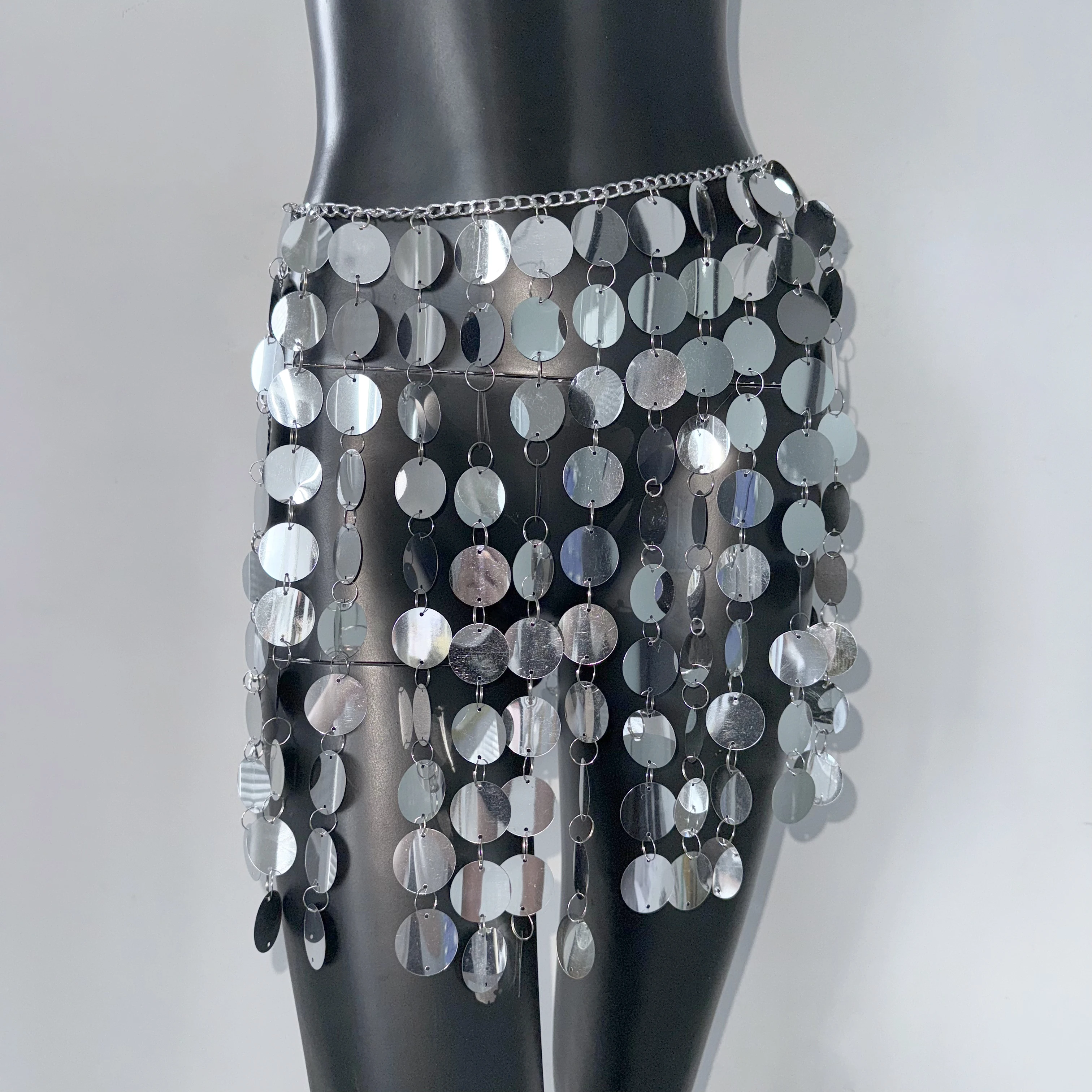 Minifalda de lentejuelas acrílicas de verano para mujer, Falda corta Sexy con perspectiva calada para chica, falda para fiesta y Club, Festival de Música, nueva