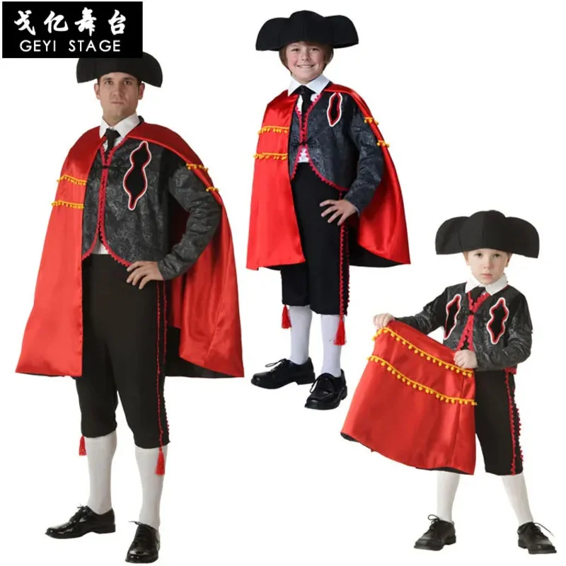 COS Spanish Bullfighter Costume Halloween Children's Day Costume Stage Performance Red Bullfighter Parent-child Outfit