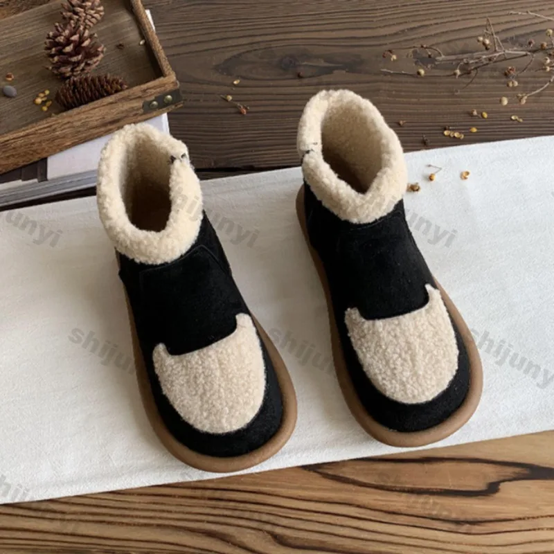 Winter Women's Boots Anti Slip Snow Boots Flat Bottom Plush Warm Women's Shoes Zipper Anti Slip Lightweight Outdoor Short Boots