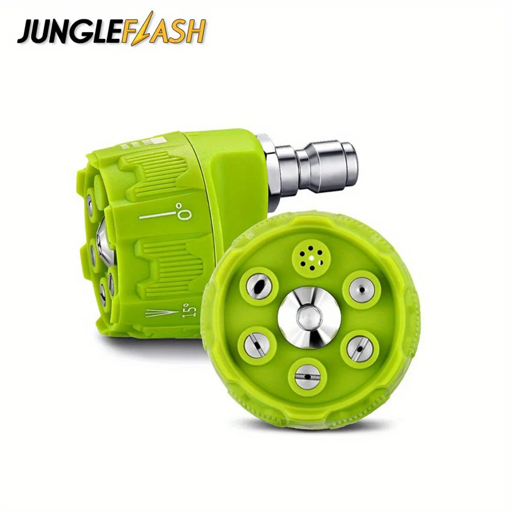 JUNGLEFLASH High Pressure Cleaning Machine Multifunctional Six in One Nozzle with Adjustable Nozzle 1/4 Inch Quick Connector