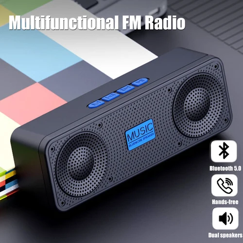 휴대용 FM 라디오 무선 TWS 스피커, 블루투스 5.0, 미니 MP3 음악 플레이어 지원, TF 카드, U 디스크, AUX 재생, 핸즈프리 통화