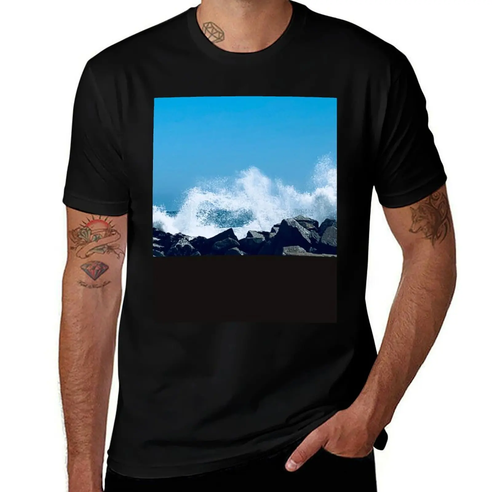 WAVE VIBES !!! T-Shirt Stain Resistant Casual Tee T-Shirt