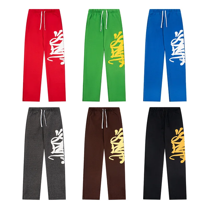 

Synaworld American High Street Faion Brand Autumn Winter Fce Lined Dstring Straight Leg Pants Streetwear Youth