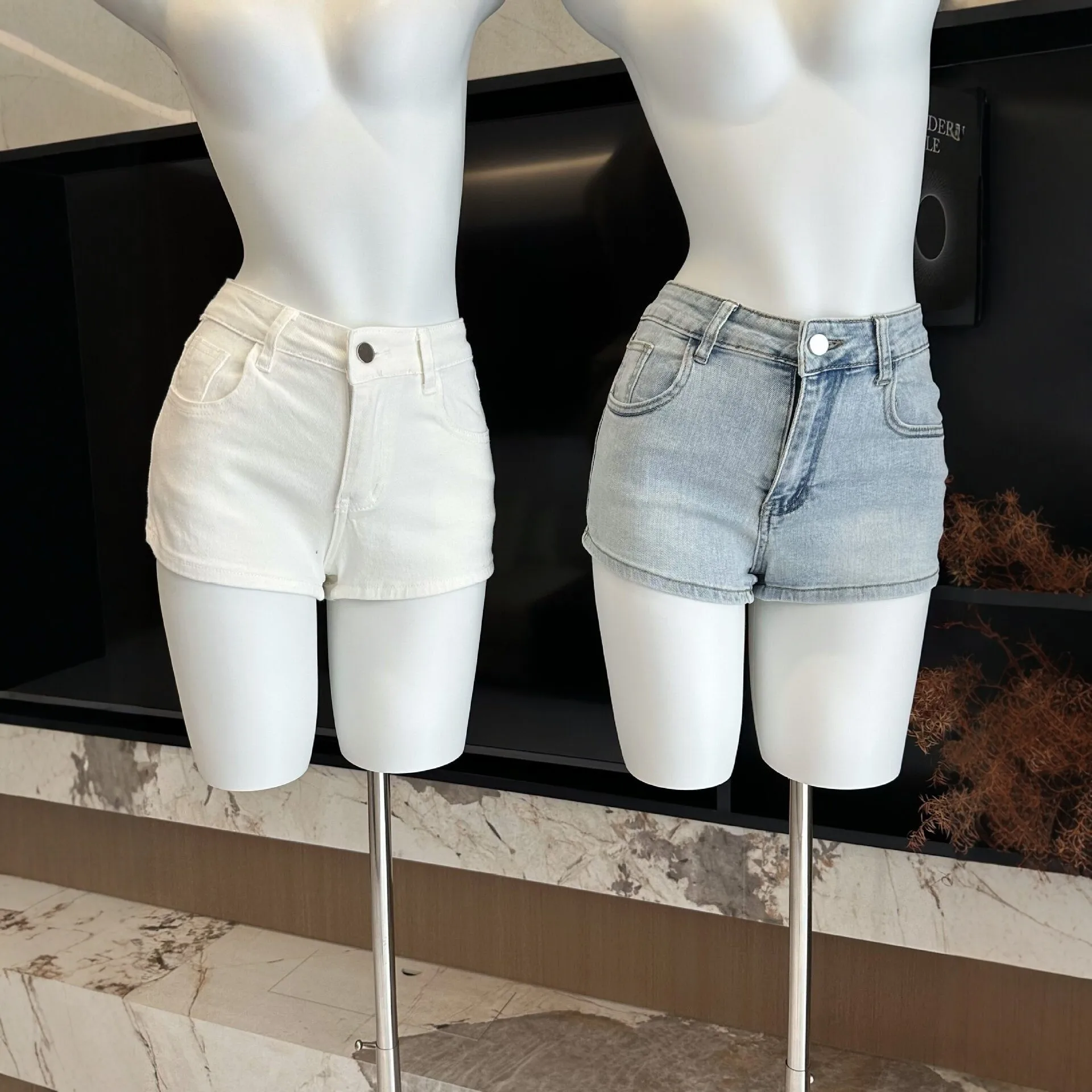 High Waist Bow Denim Shorts Women's Summer New Spice Girl Slim A-shaped Hot Pants
