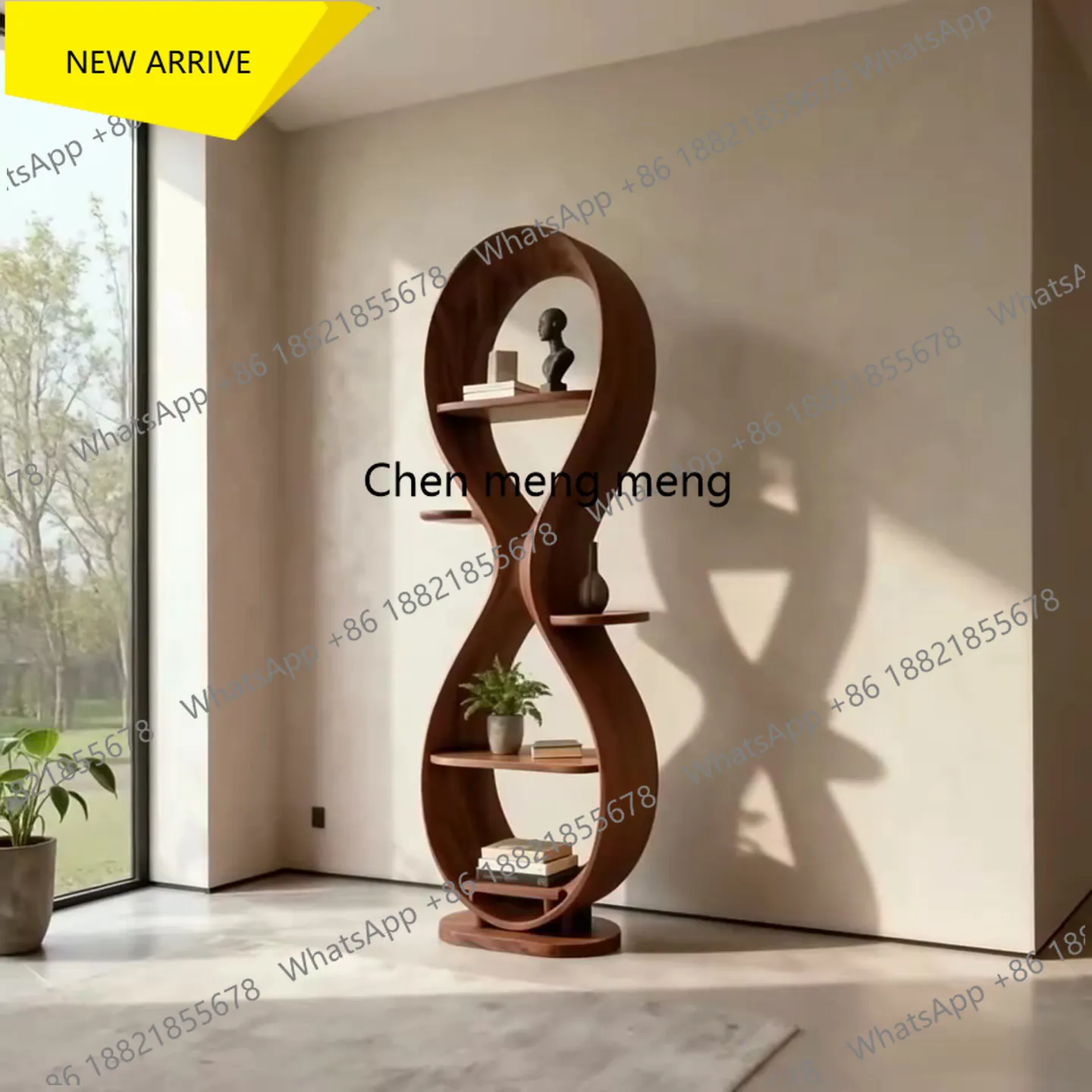 

M182 New Chinese North American Black Walnut Bookshelf Shelf Solid Wood Display Shelf Living Room Minimalist