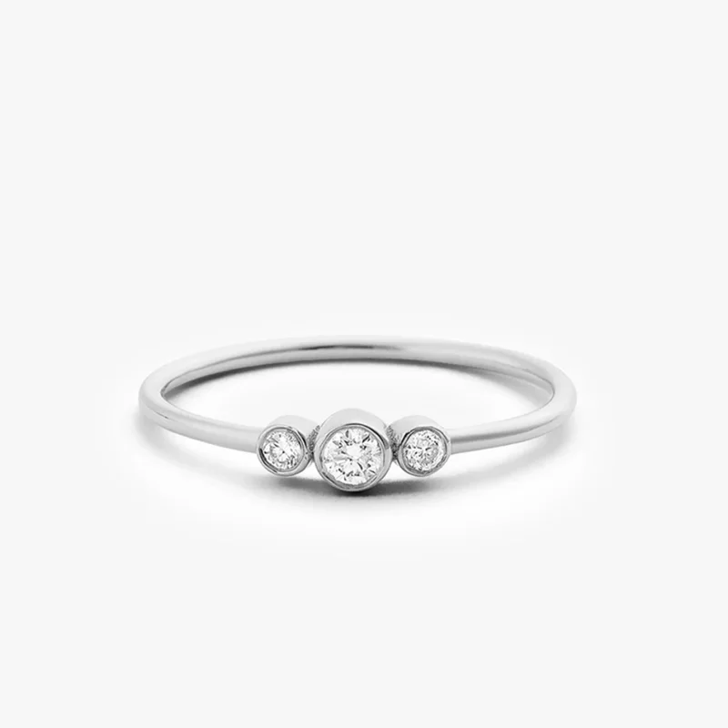 Lnngy 925 Sterling Silver Three Stone Wedding Rings Certified 5mm&3mm Bezel Moissanite Ring for Couple Bridal Fine Jewely