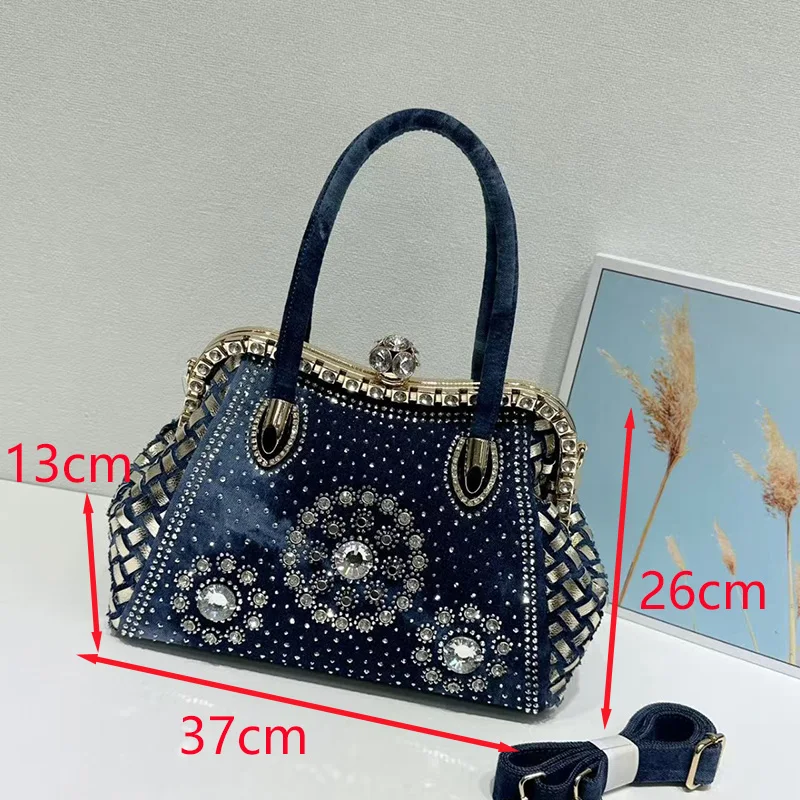 

Bolso vaquero tejido con forma de diamante bolso multifuncional pionero moda bolso de mujer de gran capacidad