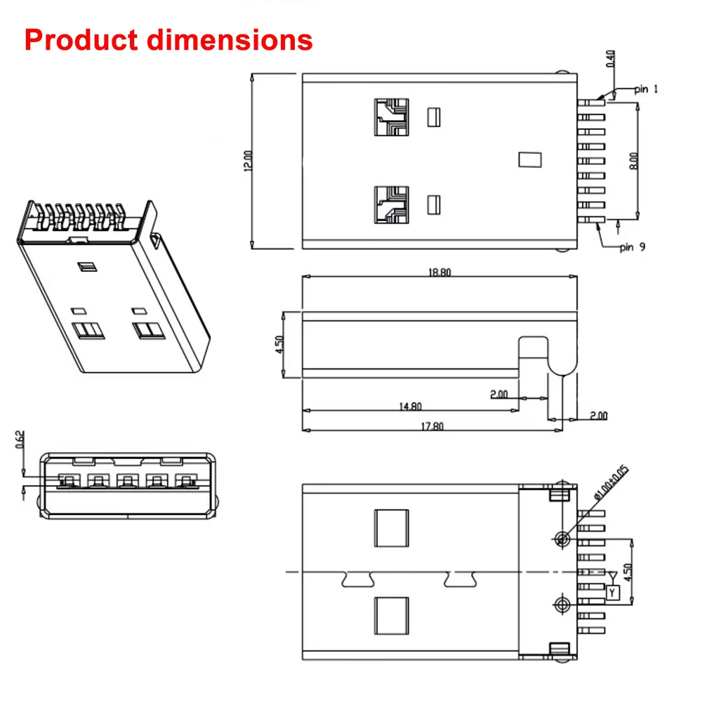 5/10pcs USB 3.0 A Type Male Plug Connector High-speed Data Transmission USB 3.0 Jack Charging Socket Soldering DIY High quality