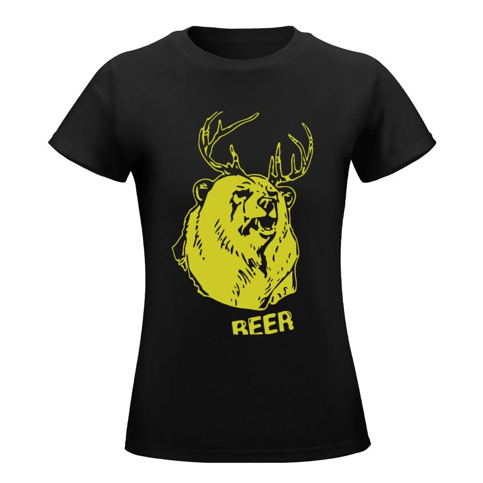 Macs Bear Plus Deer T-Shirt female animal print shirt for girls summer clothes t shirts for Womens