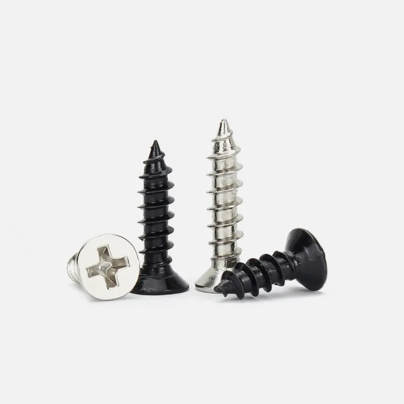 Flat-Head Phillips Self-Tapping Wood Screws M1M1.2M1.4M1.7M2.3M2.6M3 Nickel-Plated/Black Carbon Steel Phillips Ultra-Thin Screws