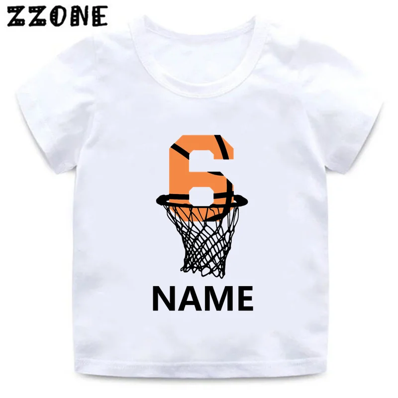 Basketball Number Print Boys T-shirts 1 2 3 4 5 6 7 8 9 Years Birthday Custom Name Funny Kids Clothes Baby Girls Tshirt,HKP2729