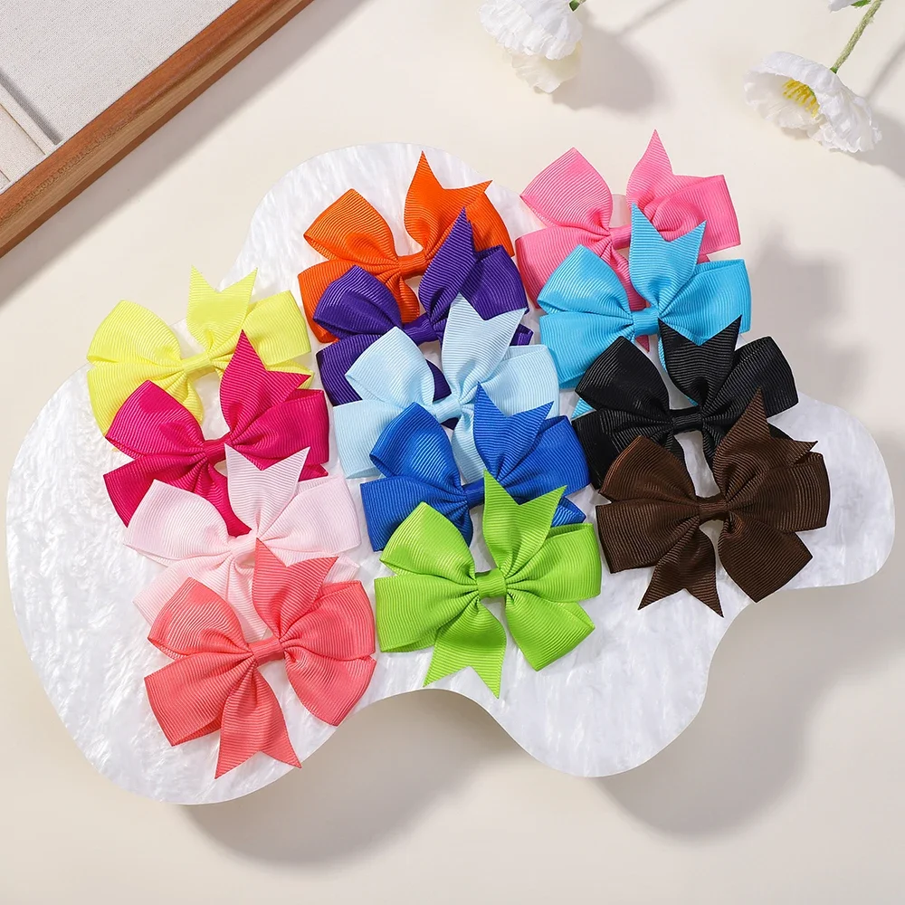 

2pcs/set 3.25'' Grosgrain Ribbon Hair Bows Clips for Baby Girls Cute Handmade Bowknot Hairpin Barrette Headwear Hair Accessories