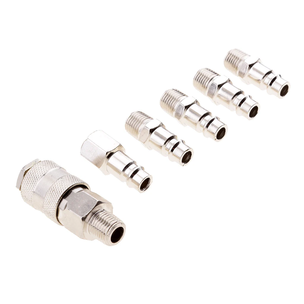 6 Pieces Air Line Hose Compressor Fitting Quick Release Connector 1/4 Inch BSP