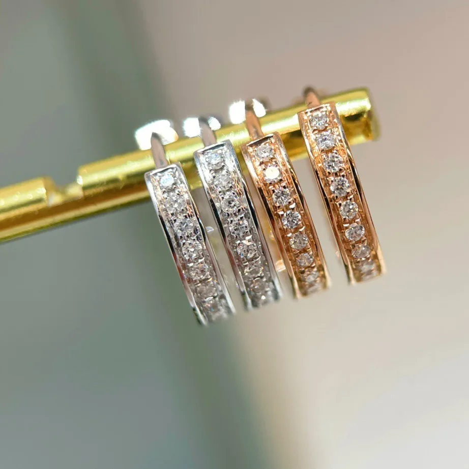

Fashion Basic 925 Pure Silver Full Diamond Ear Buckle For Women Men Genderless 18K Rose Gold Huggie Hoop Earring Male Jewelry