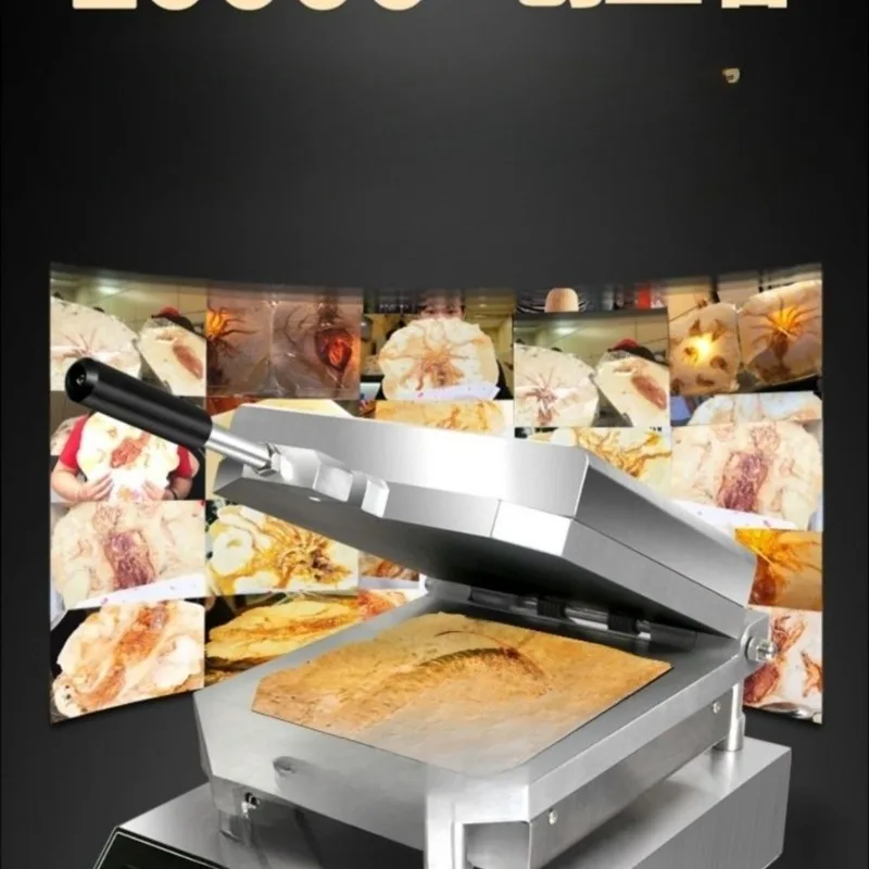 Máquina de prensagem de panquecas, máquina de bolo fóssil de frutos do mar, aquecimento elétrico de dupla face, economia de energia comercial