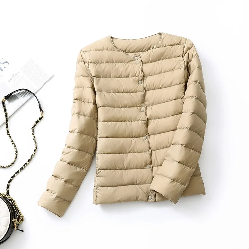 2026 New Winter Women Cold Protection Warm Down Jackets Slimming Round Neck Long Sleeves Single Breasted Tops Women's Jacket