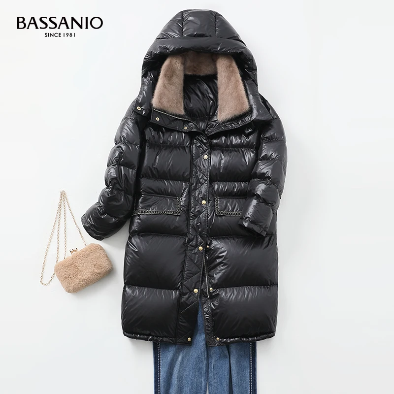 Winter Warm Long White Goose Down Jackets Real Mink Fur CollarThick Coats For Women