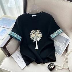 Fashion Summer embroidery t shirts sweet Fashion Women Tee T-shirts Casual Short Sleeve Regular Female Graphic T Shirt Clothes