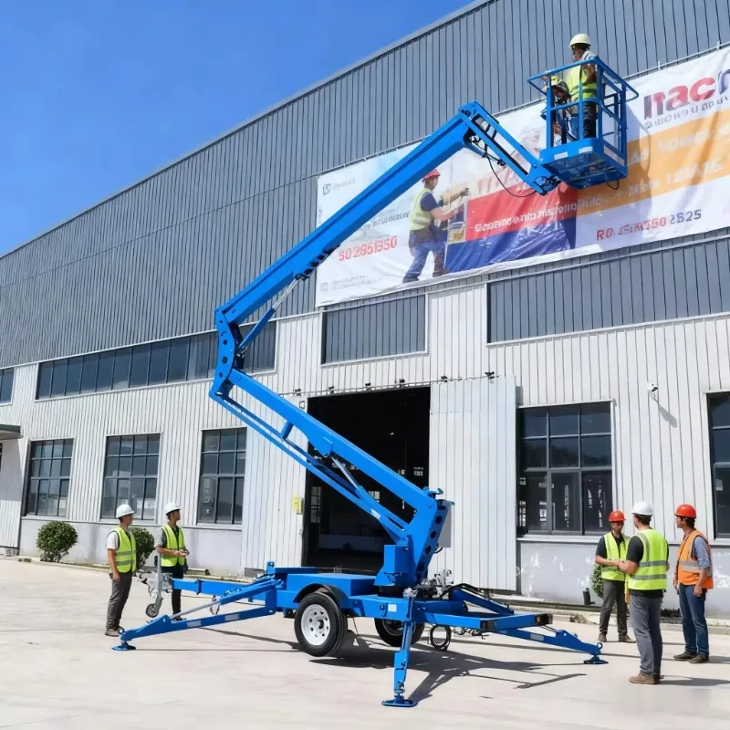 Diesel Electric Battery Truck Crawler Towable Tracked Boom Hydraulic Mobile Scissor Lift 300kg Load Straight Curved Arm Elevator