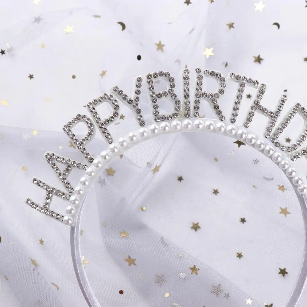 Birthday Gift Queen Birthday Decoration Pearl Female Jewelry Birthday Hair Hoop Happy Birthday Headband Rhinestone Crown