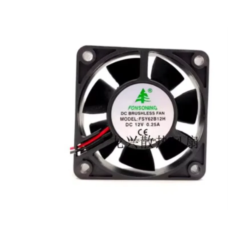 FONSONING FSY62B12H DC 12V 0.25A 60x60x20mm 2-Wire Server Cooling Fan