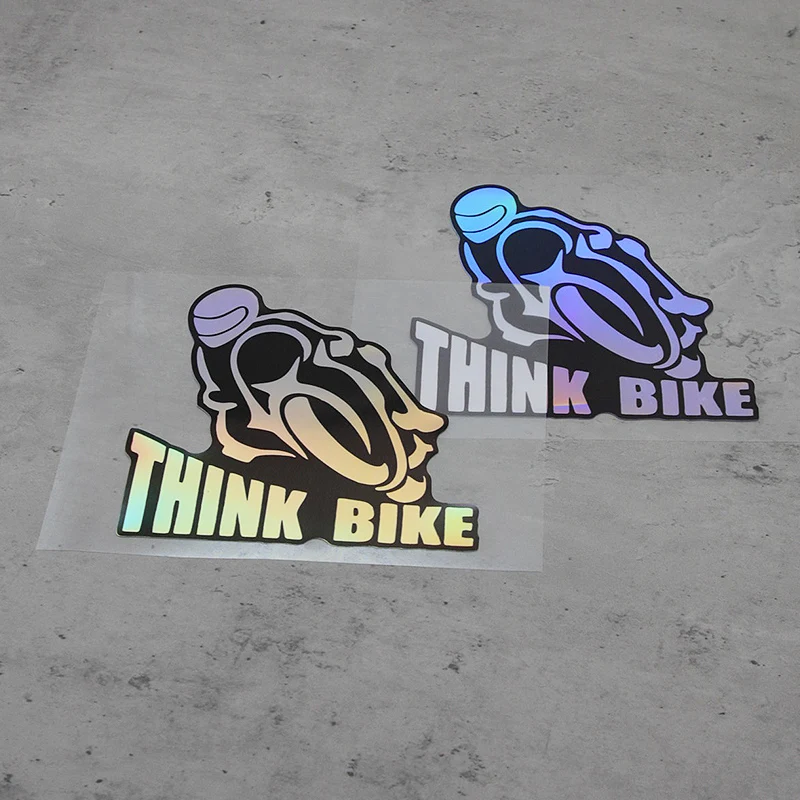 

Unique Holographic "Think Bike" Sticker, Suitable for Backpacks, Water Bottles, Highlighting a Distinctive Biker Style